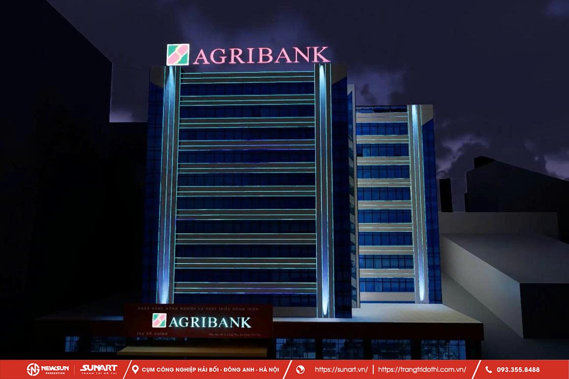 Thiết Kế Thi Công Đèn Led Trang Trí Tòa Nhà Agribank, Hà Nội
