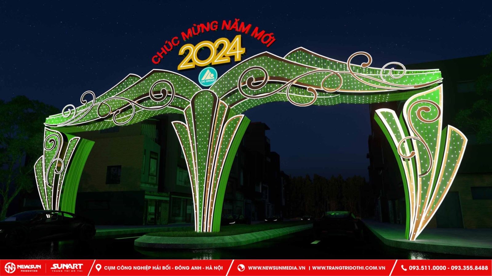 Thiết kế cổng chào Quảng Ninh trang trí đường phố với đèn Led