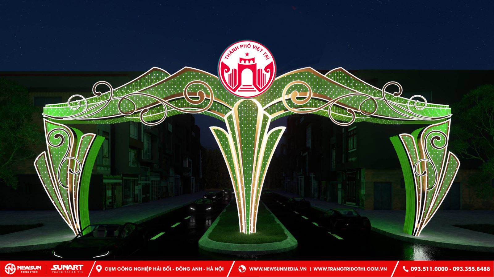 Dịch vụ thiết kế trang trí cổng chào với logo thành phố Phú Thọ