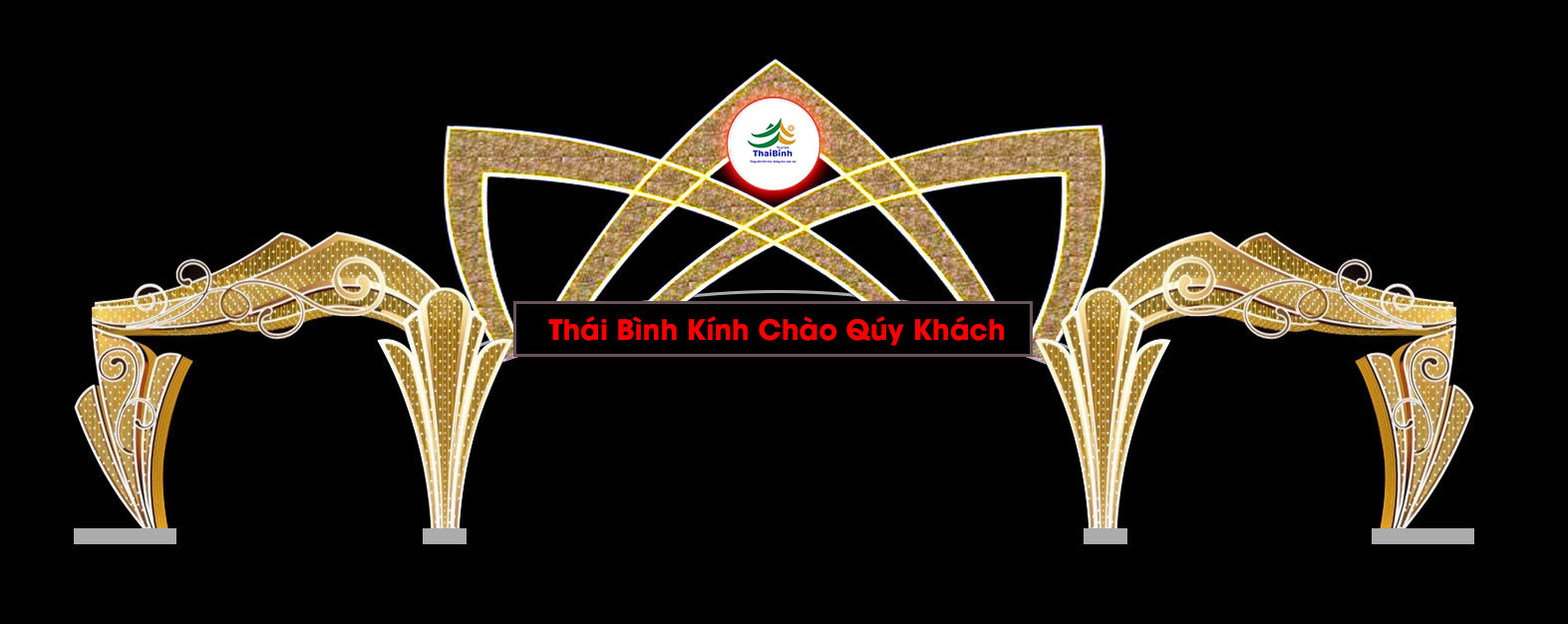 Thiết kế trang trí cổng chào tại tỉnh Thái Bình với khẩu hiệu chào đón