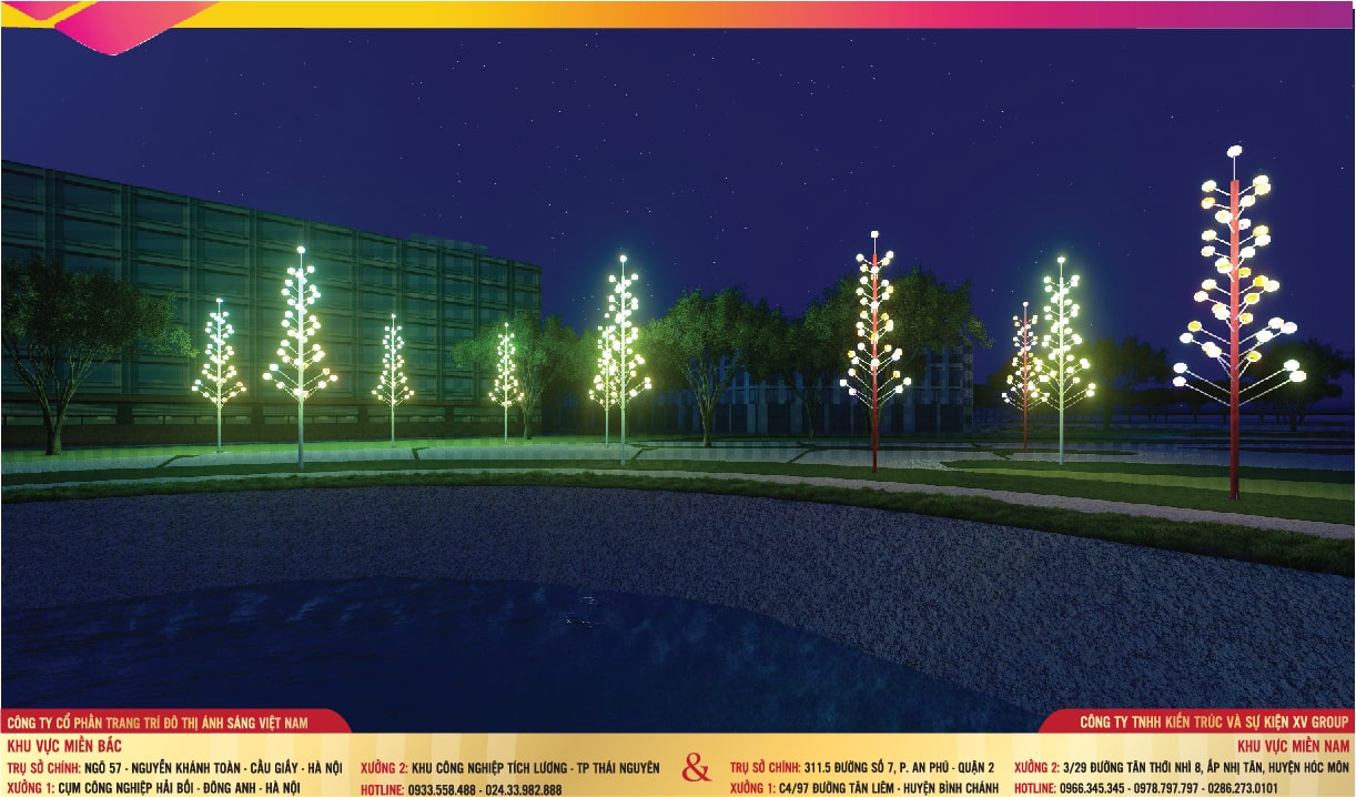 Đèn led trang trí phố đi bộ bằng cây ánh sáng