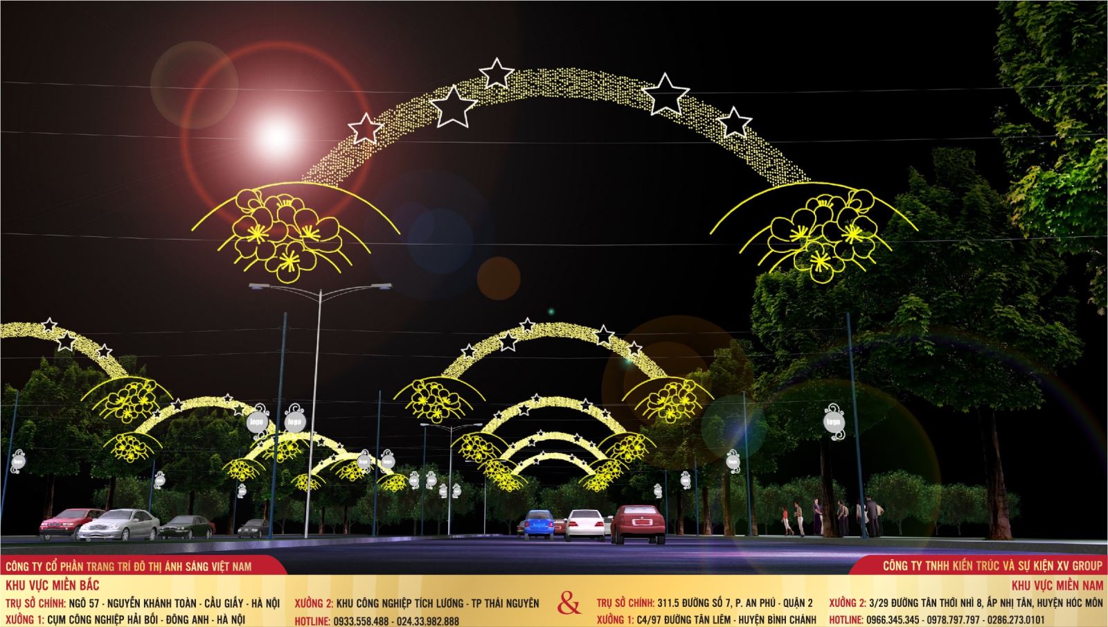 Trang trí đèn vòng xuyến giao thông hỗ trợ giao thông cho người đi đường