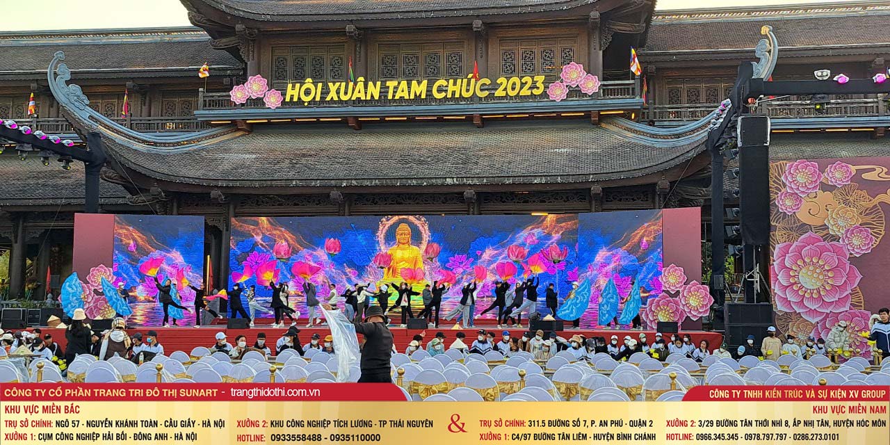 Trang trí sân khấu văn nghệ cho chùa Tam Chúc