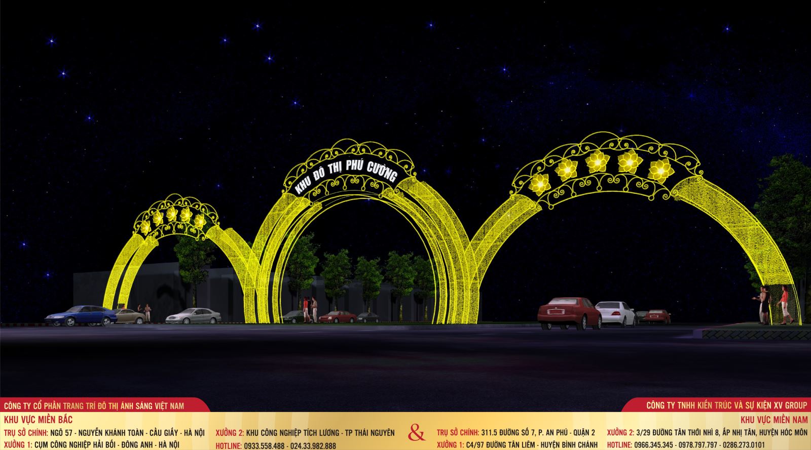 Trang trí đèn cổng chào giúp các thành phố thể hiện sự hiếu khách, ấm áp, thân thiện