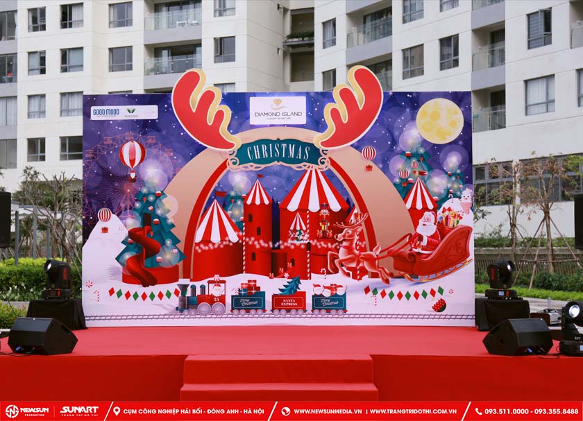 backdrop trang trí noel là một loại phông nền trang trí noel cho sân khấu