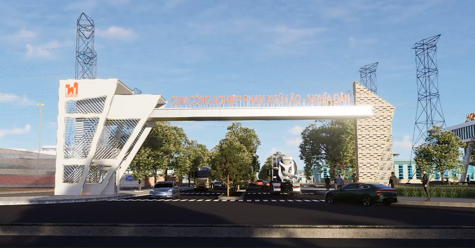 Thiết kế 3D cổng khu CN tại Phạm Ngũ Lão